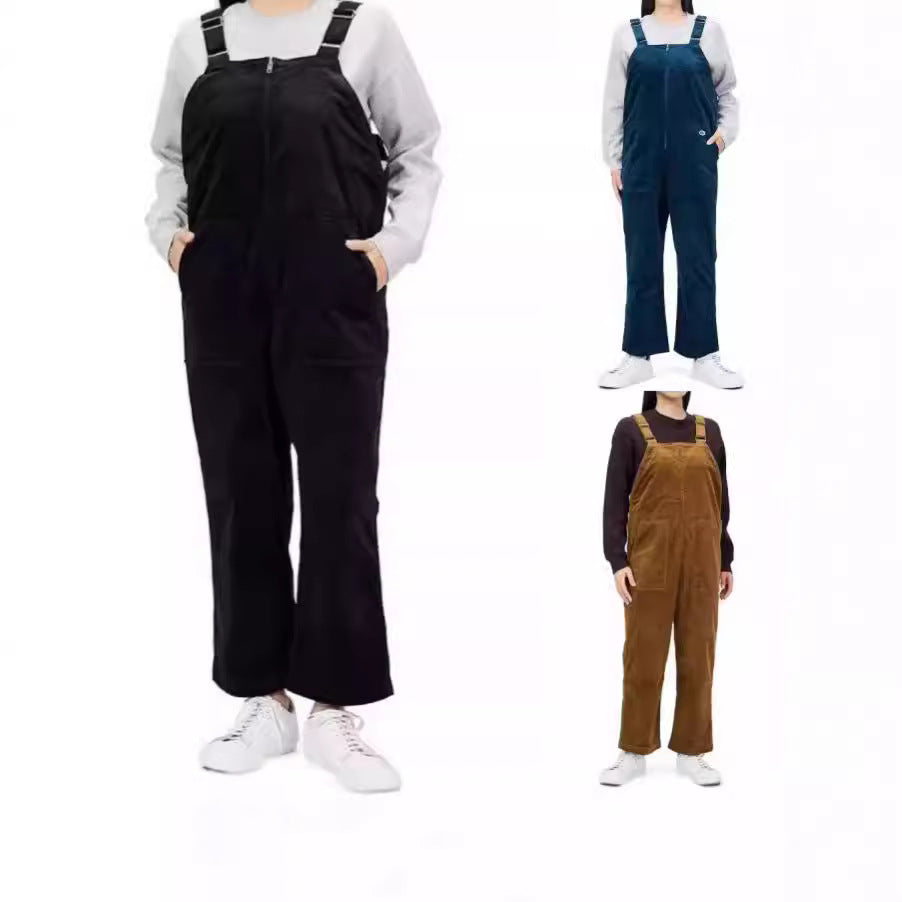 Ladies Casual Corduroy Overalls with Practical Pockets Lune London