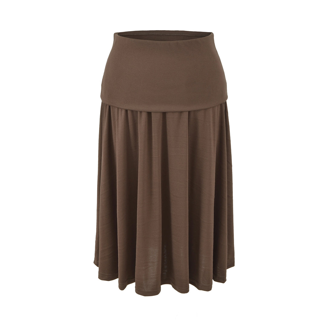 Women Long Jersey Maxi Skirt with Wide Hem and Gently Falling Pleats Amarae