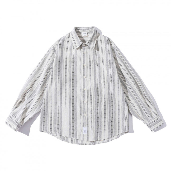 Men's oversized shirt in boxy cut with textured stripe pattern and rounded hem Amarae
