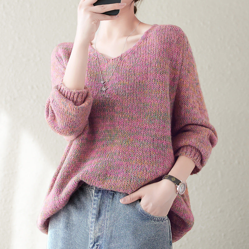 Pull en tricot confortable pour femmes avec col en V et coupe décontractée Chic & Stil