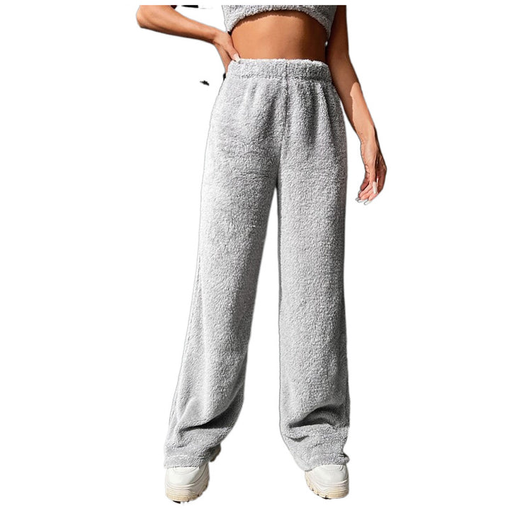 Women's Plush Lounge Pants with High Elastic Waistband and Wide Leg Amarae