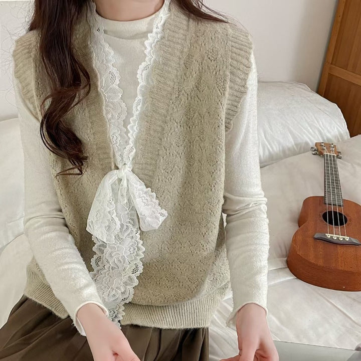 Gilet Tricot Élegant pour Femmes avec Détails Volants Chic & Stil