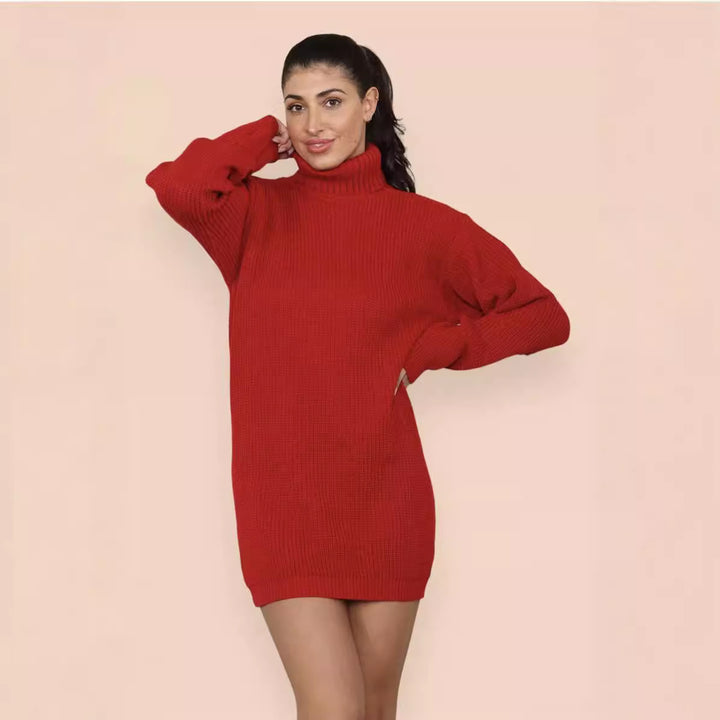 Women’s knitted dress with high collar and relaxed fit Lune London