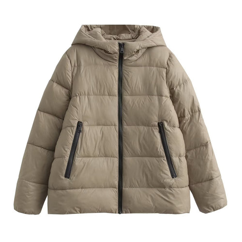 Ladies insulating jacket in synthetic fibers with removable hood Amarae