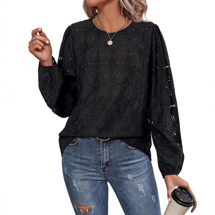 Ladies Elegant Blouse with Embossed Floral Pattern and Wide Sleeves Lune London