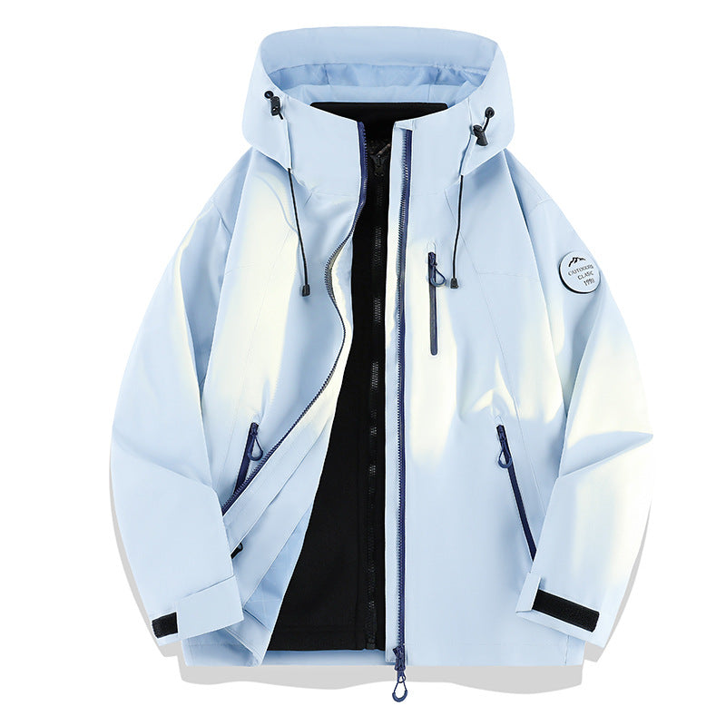Women Lightweight Waterproof Hooded Jacket with Teddy Charm and Concealed Zipper Pockets Amarae