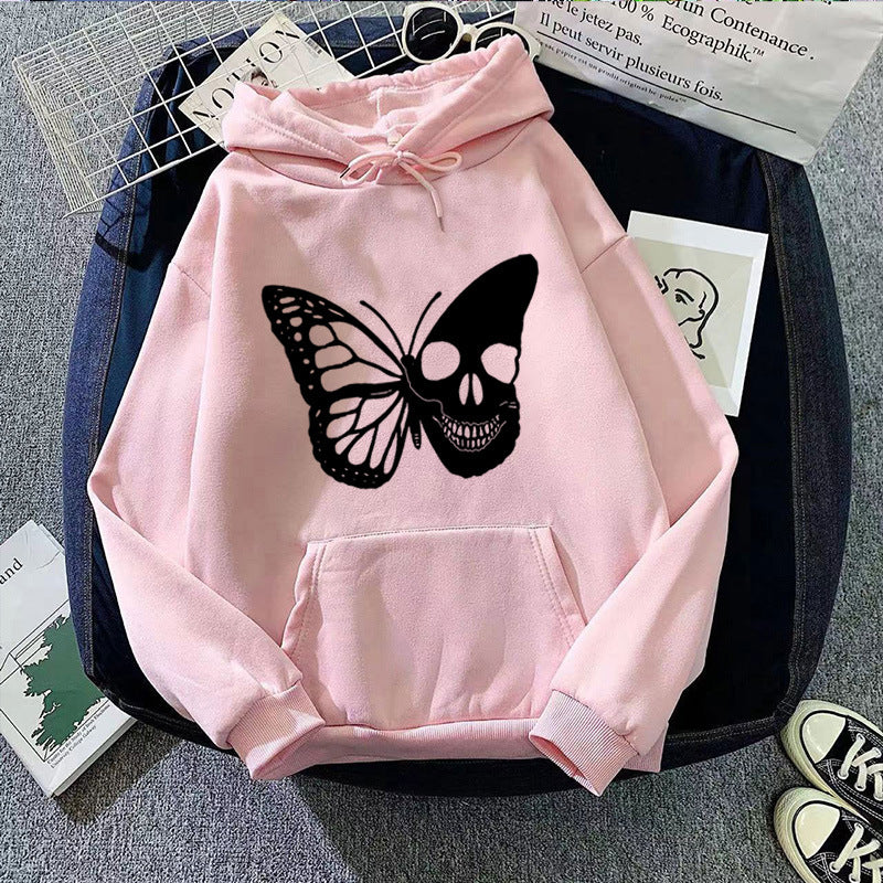 Women's hooded sweatshirt with creative butterfly skeleton design Chic & Stil