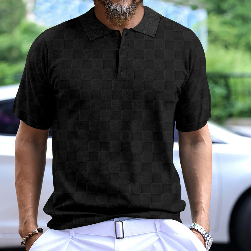 Men's polo shirt with a modern checkered pattern and breathable cotton Lune London