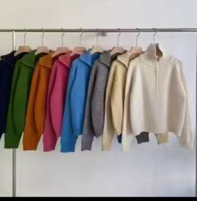 Pull en tricot pour femmes avec fermeture éclair et col haut Chic & Stil