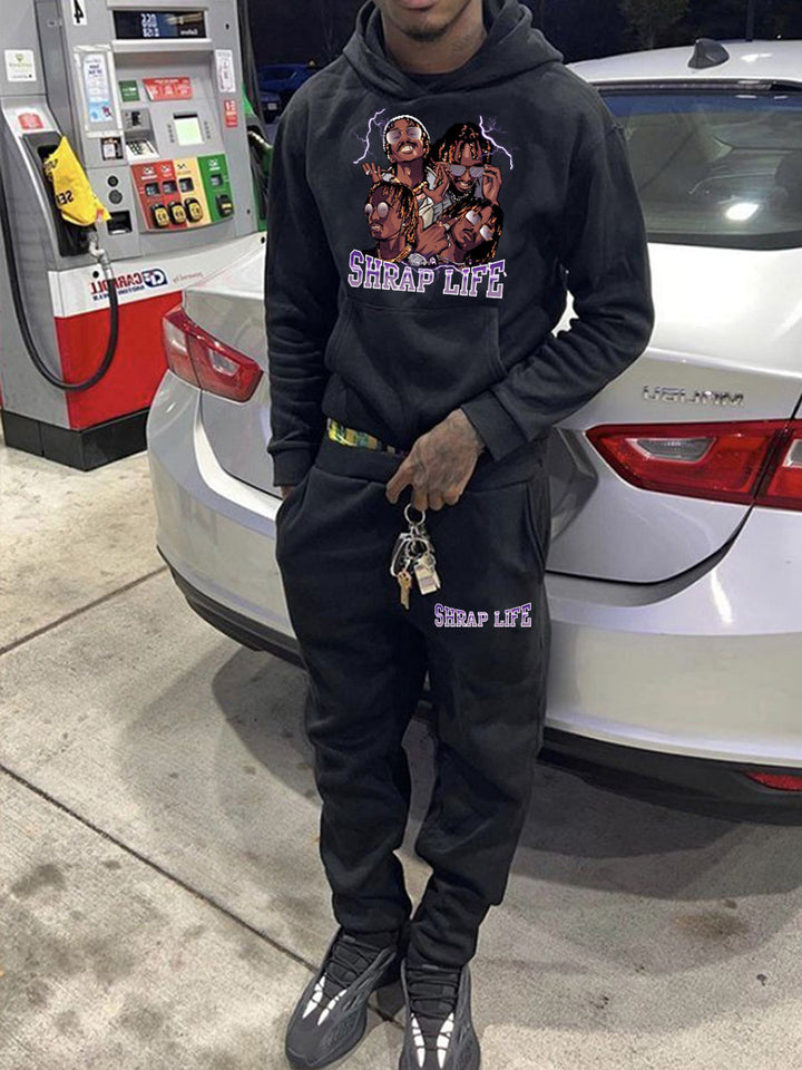 Men's hoodie and jogger set with creative graphic print Amarae
