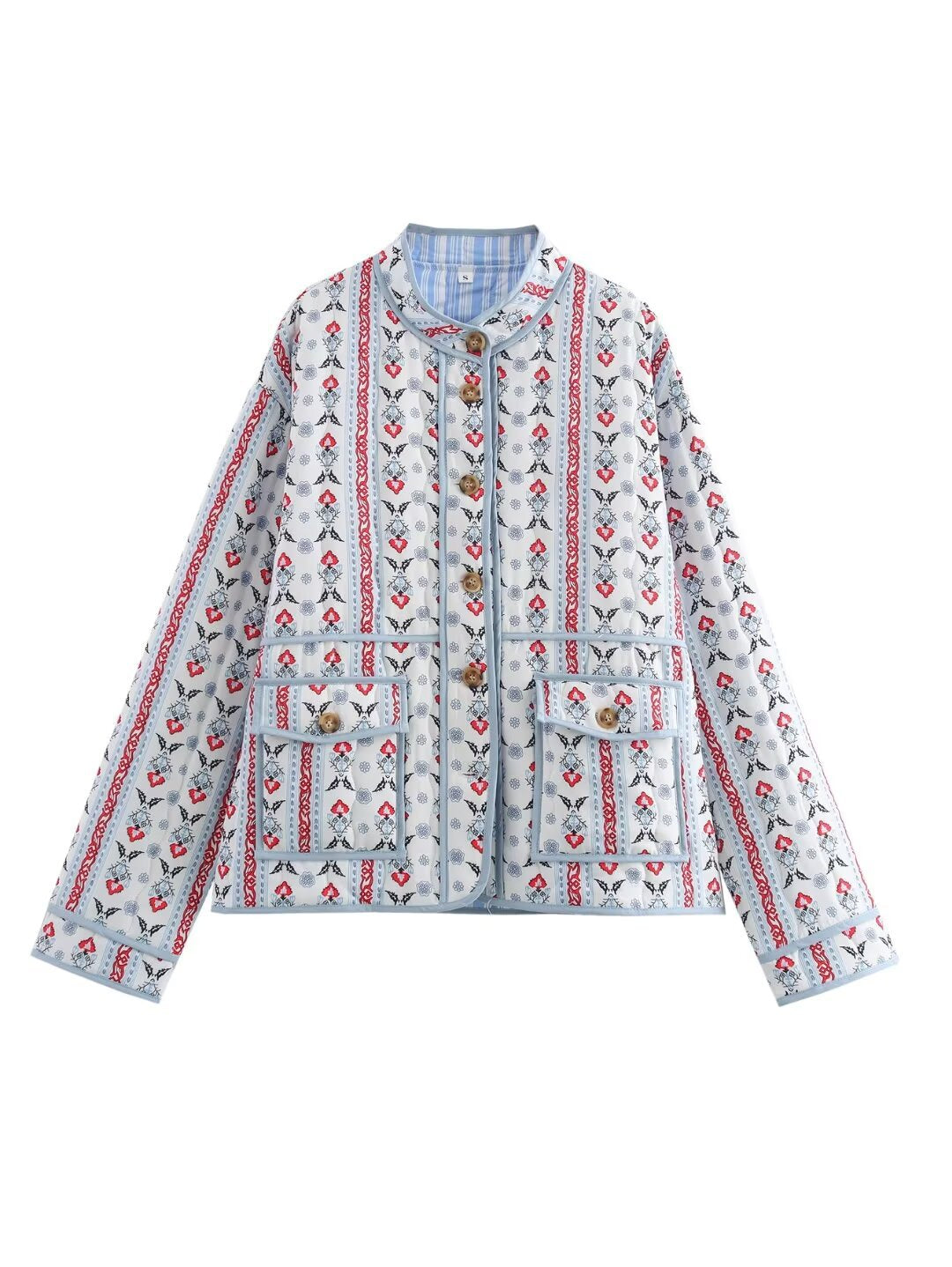 Ladies down jacket with floral patterns and practical pockets Lune London