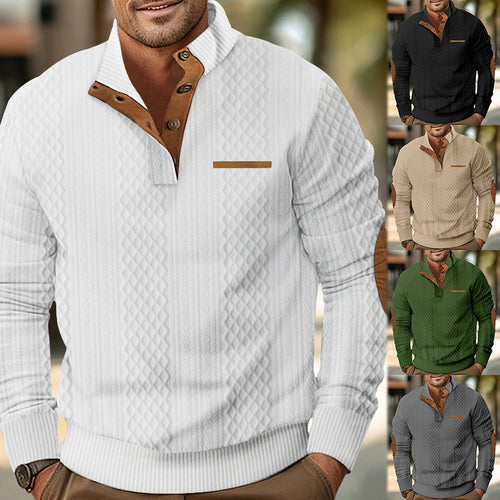Comfortable knitted sweater for men with a structured design and stylish leather applications Amarae
