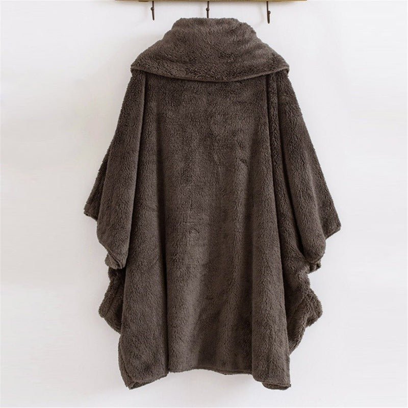 Women Oversize Cozy Poncho with large funnel neck and kangaroo pockets Amarae
