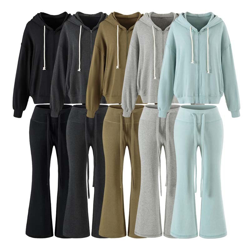 Women's Two-Piece Lounge Set with Zip Hoodie and Flared Jogging Pants Amarae