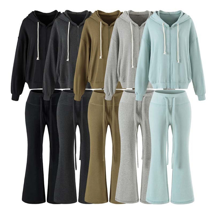 Women's Two-Piece Lounge Set with Zip Hoodie and Flared Jogging Pants Amarae