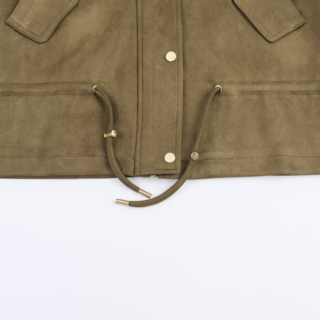 Modern women's transitional jacket with hood and practical pockets Lune London