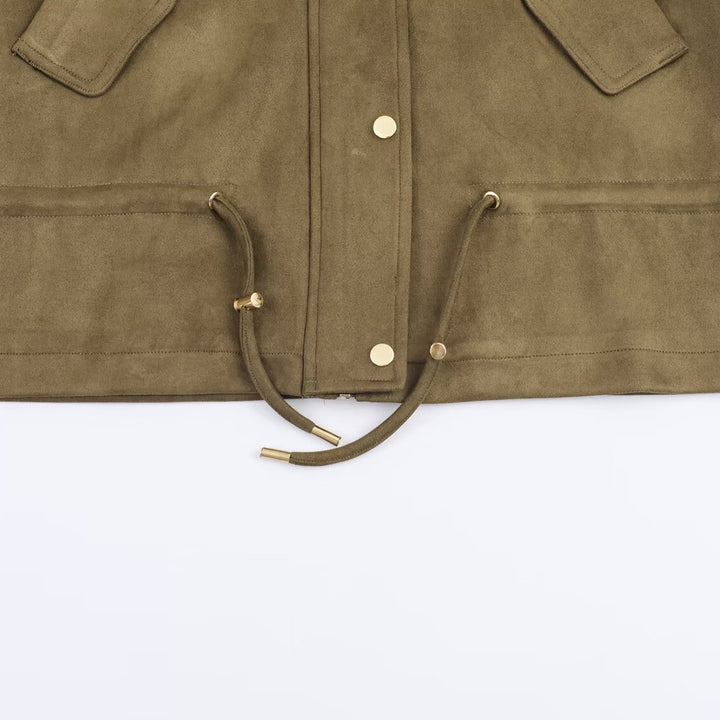 Modern women's transitional jacket with hood and practical pockets Lune London