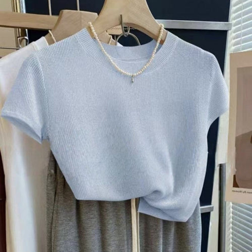 Chemise Tricotée à Manches Courtes Décontractée pour Femmes Chic & Stil