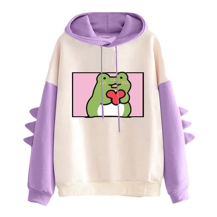 Ladies Hoodie with friendly frog design Chic & Stil