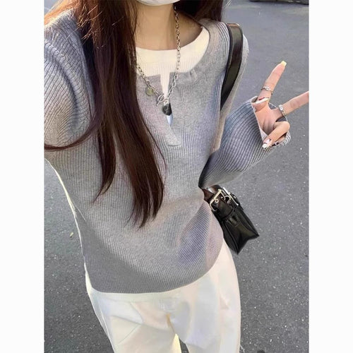 Pull léger en maille fine pour femmes avec col en V et structure côtelée Chic & Stil
