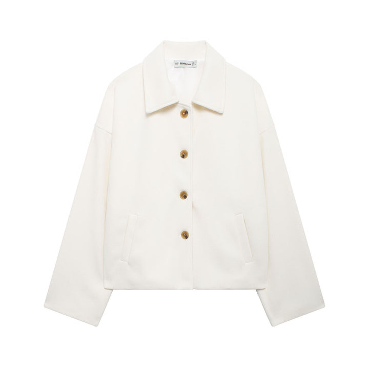Women's short coat made of wool blend with oversized silhouette and concealed button placket Amarae