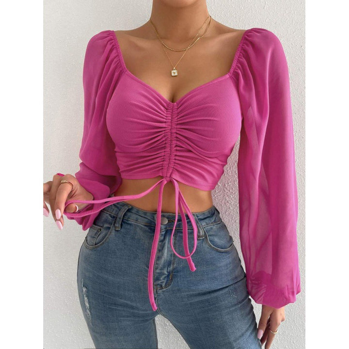 Trendy top for women with ruffles and long puff sleeves Lune London