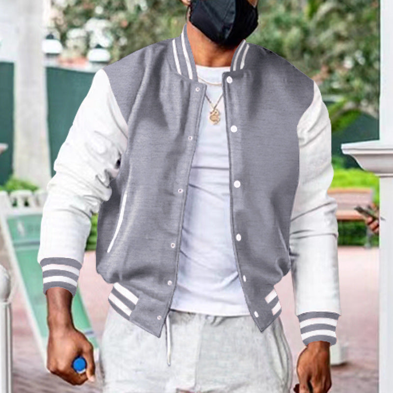 Men's Varsity Jacket with Contrast Sleeves and Side Pockets Lune London