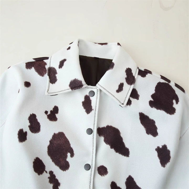 Faux leather fashion jacket for women with creative stain pattern Lune London