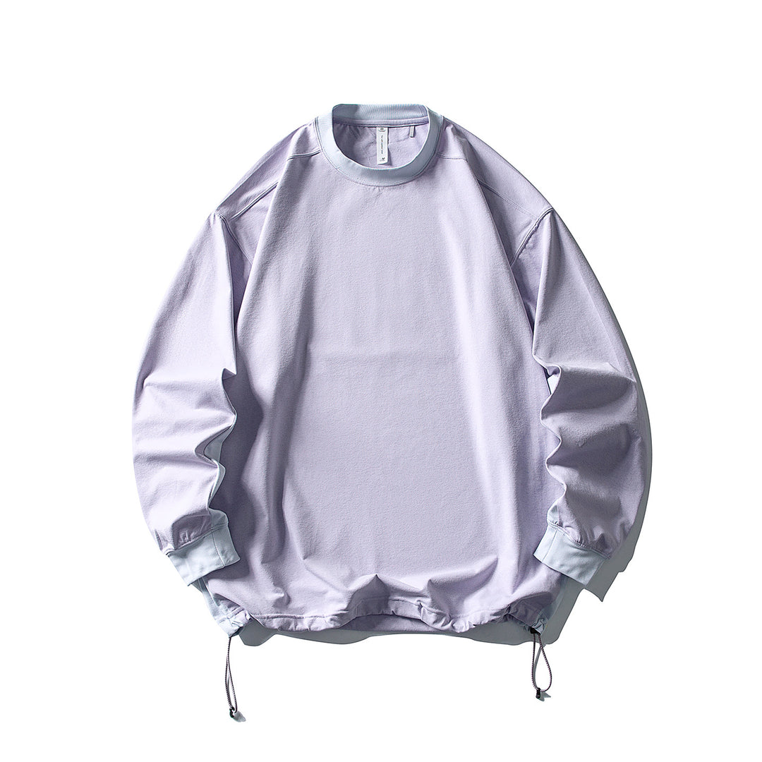 Unisex Oversize Fleece Pullover with Drawstring Hem and Contrast Collar Amarae
