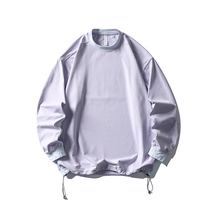 Unisex Oversize Fleece Pullover with Drawstring Hem and Contrast Collar Amarae