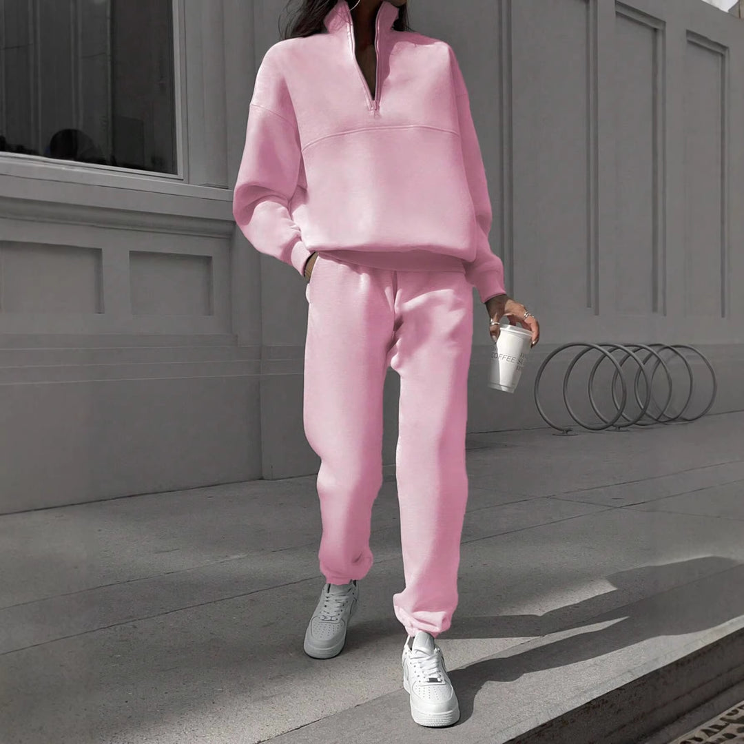 Women's Comfort Sweat Set with Half-Zip Stand-Up Collar and Relax Jogger Amarae