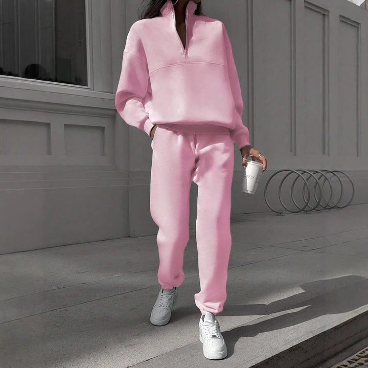 Women's Comfort Sweat Set with Half-Zip Stand-Up Collar and Relax Jogger Amarae