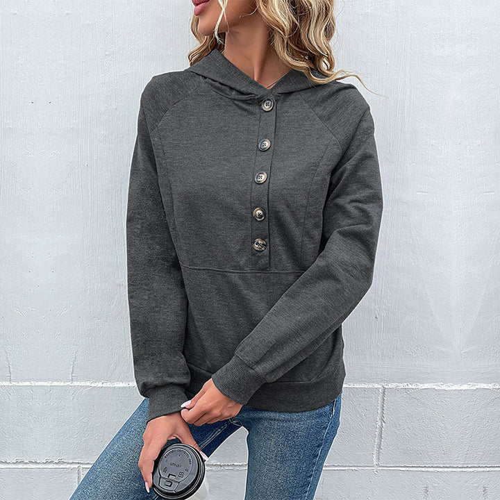Casual women's hoodie with button placket and high-quality cotton Lune London