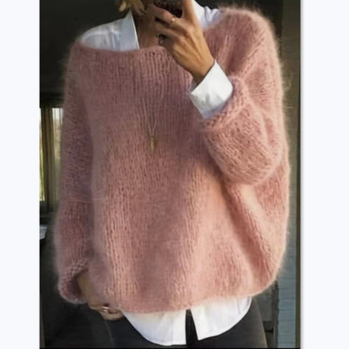 Women's Cozy Oversized Pullover with Boat Neck Amarae