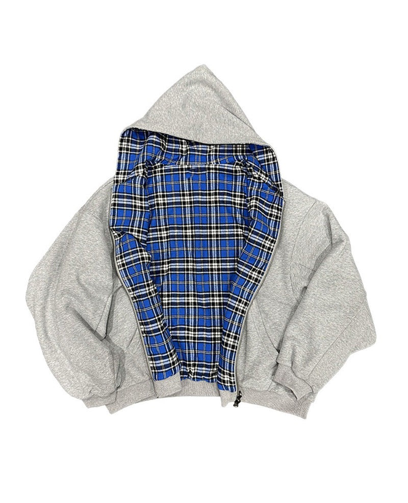 Veste à capuche décontractée pour femmes avec doublure à carreaux Chic & Stil