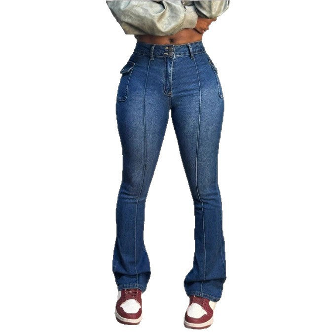 Women's high-waisted flare jeans with vertical seam & figure-flattering fit Amarae