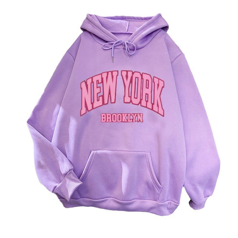 Women's hoodie with trendy New York Brooklyn print Chic & Stil