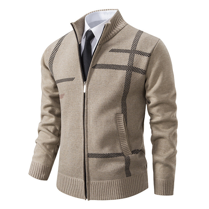 Men's knit jacket with graphic patterns and high collar Lune London