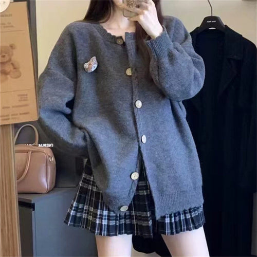 Knit jacket for women with refined cable details and button closure Amarae