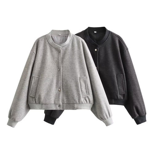 Fashion sweatshirt jacket for women with button closure and practical pockets Amarae