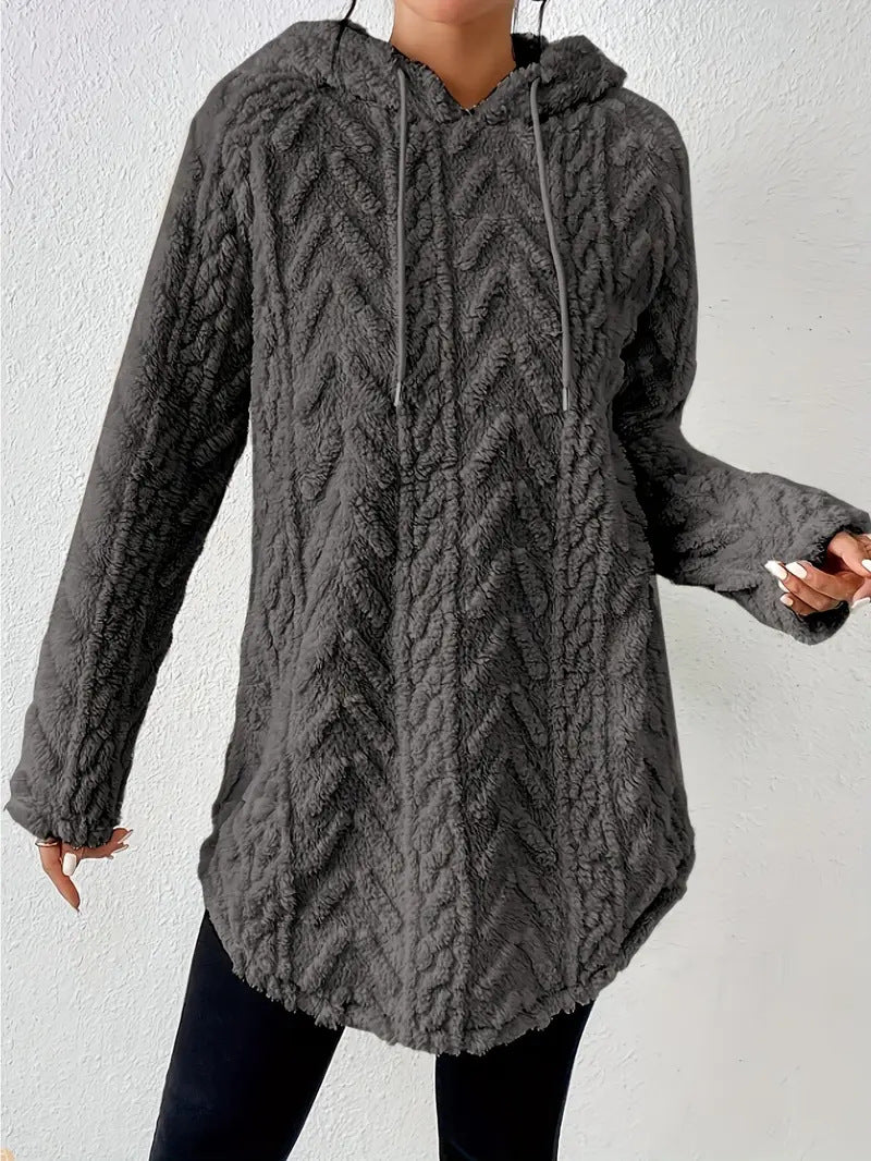 Comfortable knitted sweater for women with hood and chic and stylish structure