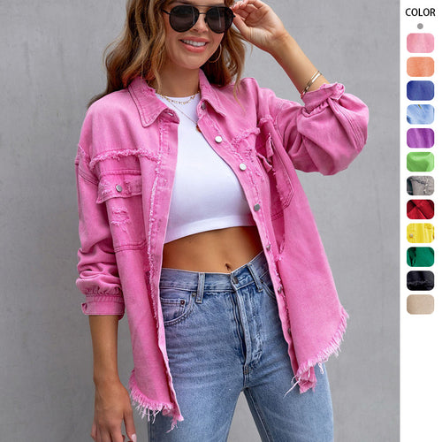 Women's denim jacket in a casual oversized cut with frayed details Amarae
