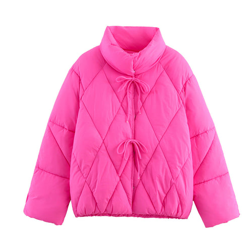 Quilted transitional jacket for women with high collar and drawstring Amarae