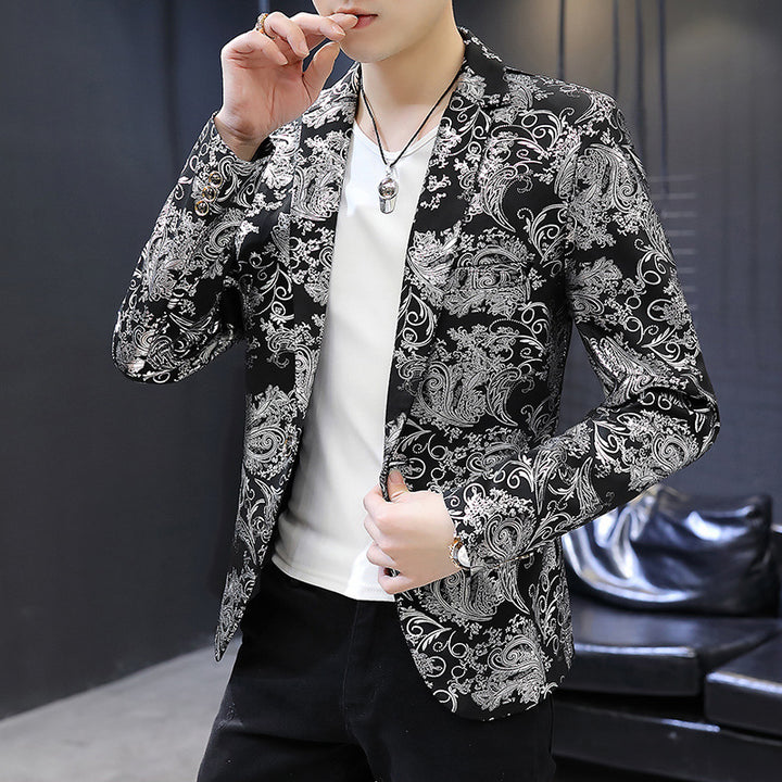 Men's Elegant Smoking Jacket with Floral Jacquard Pattern Lune London