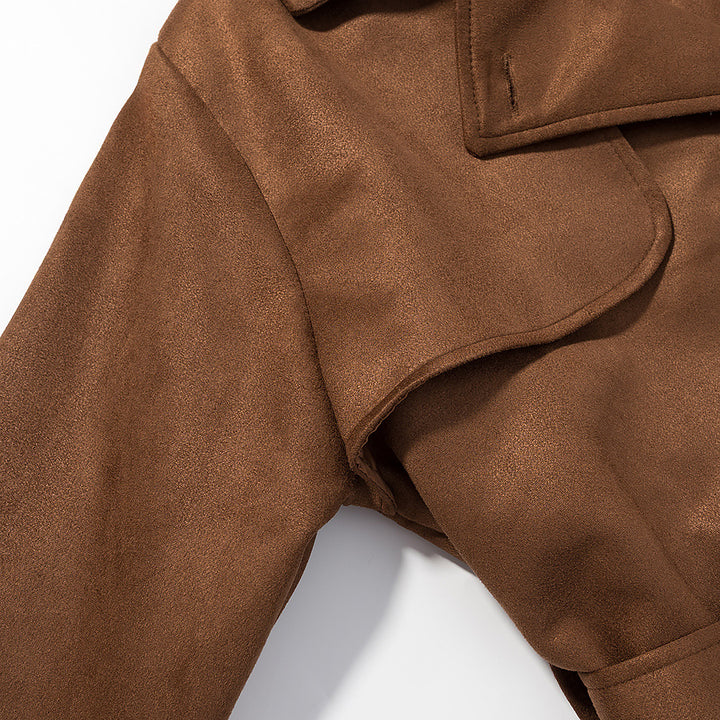Manteau trench élégant pour dames en imitation suède doux avec ceinture pratique et coupe tendance Chic & Stil