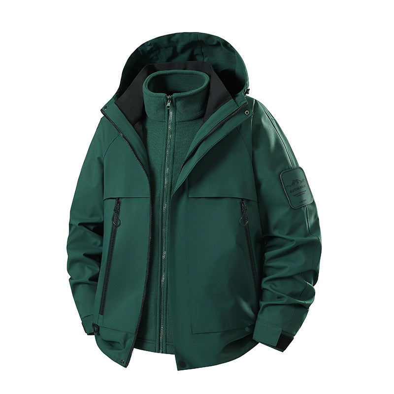 Men's three-piece waterproof outdoor jacket with removable hood and fleece inner jacket Amarae