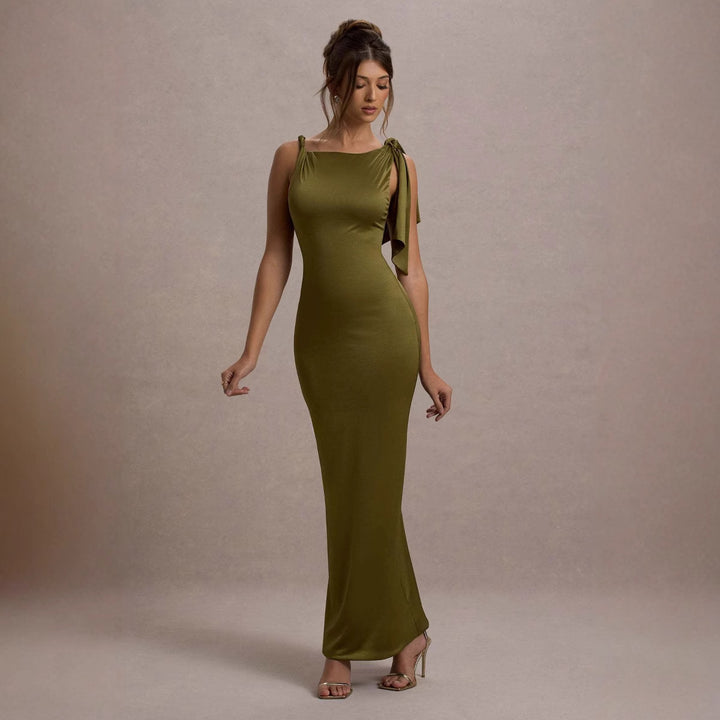 Ladies long-sleeved wrap dress with asymmetric cut and elegant waistline Lune London