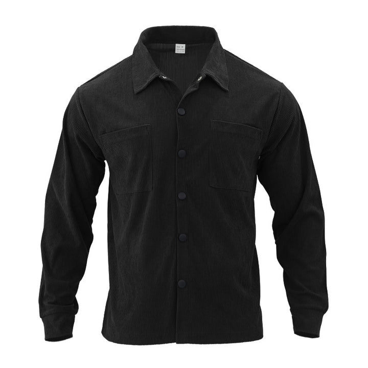 Corduroy shirt for men with modern snap buttons and practical chest pockets Lune London