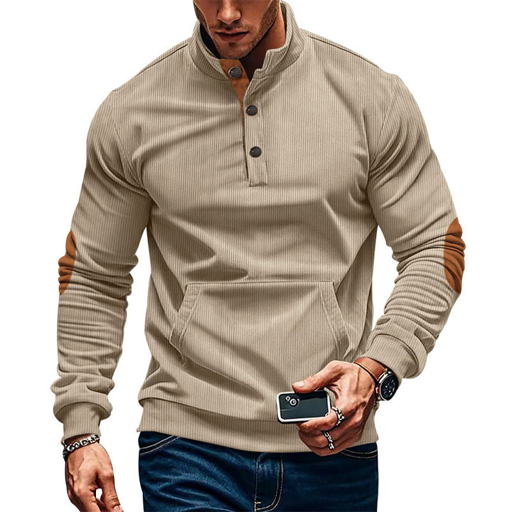 Casual men's sweater with button placket and textured surface Lune London