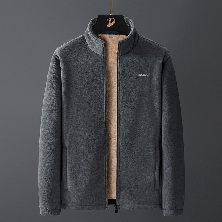 Men's fleece jacket with teddy lining, stand-up collar, and full zip Amarae